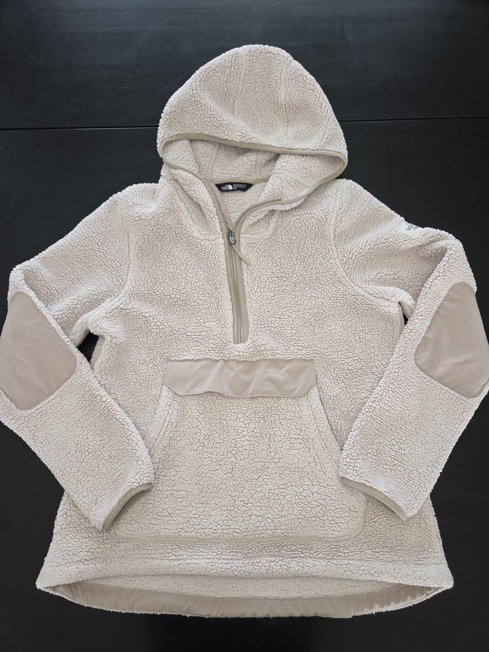 The North Face Cream Sherpa Half-Zip Hoodie
